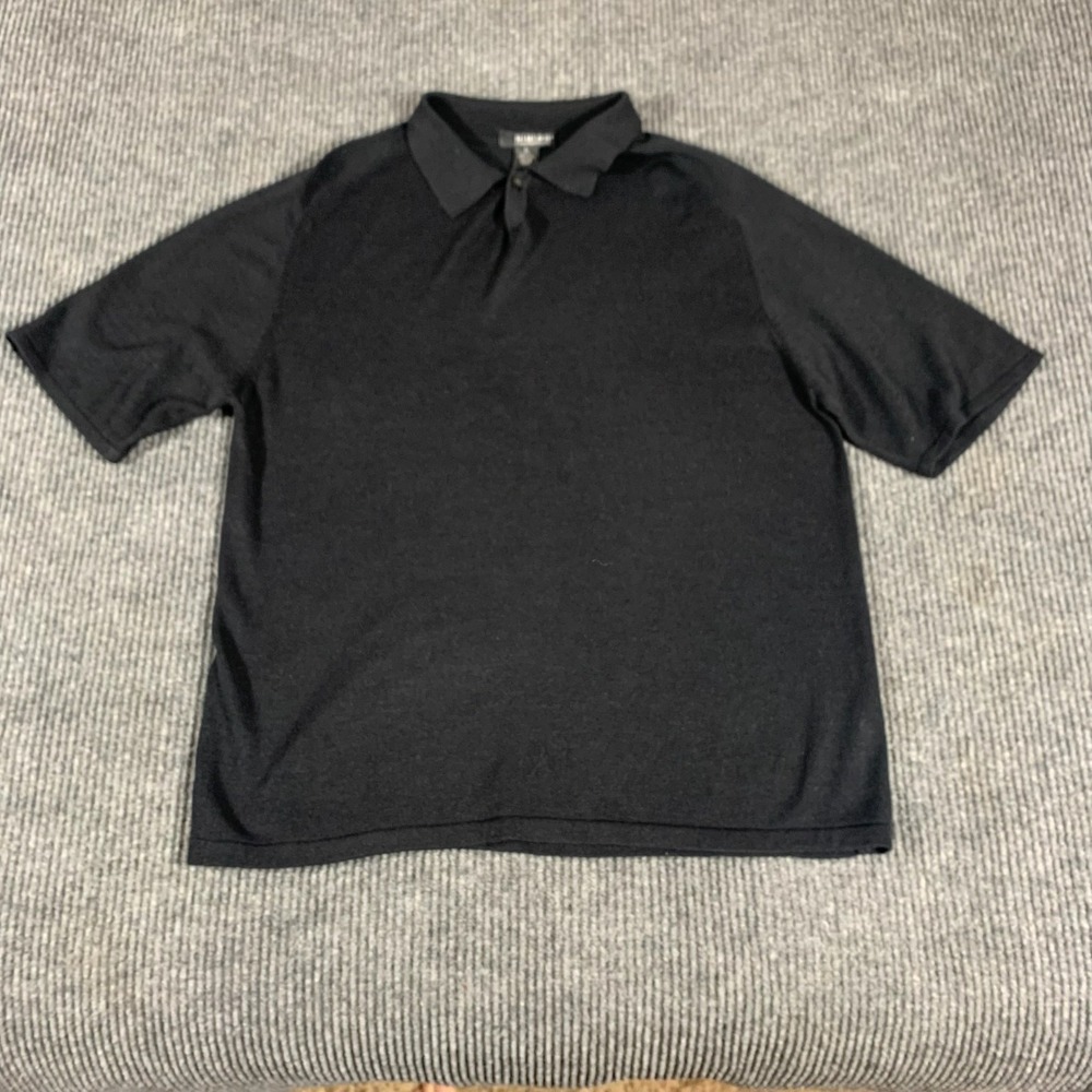 VTG Dockers Shirt Mens Large L Black Slates Polo Short Sleeve Silk Blend Light